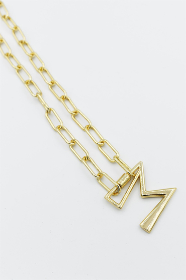 M Vidalı Harf Kolye 