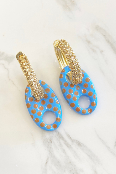 Mavi Kahverengi Benekli Küpe