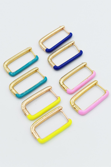 Mineli Büyük Dikdörtgen Küpe 