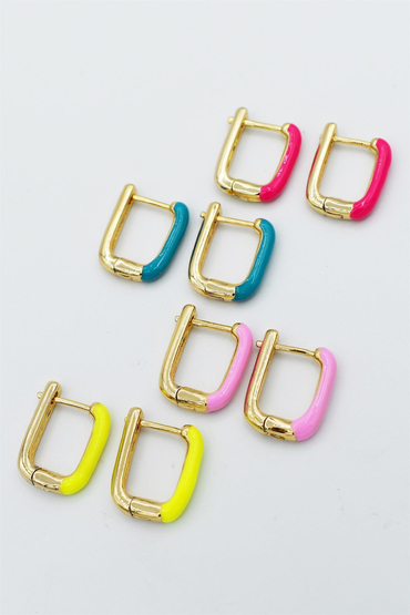 Mineli Küçük Dikdörtgen Küpe 