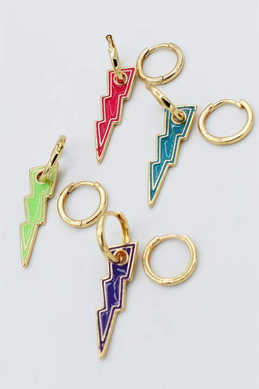 Mineli Sallantılı Şimşek Küpe 