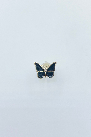 Minimal Siyah Mineli Kelebek Küpe