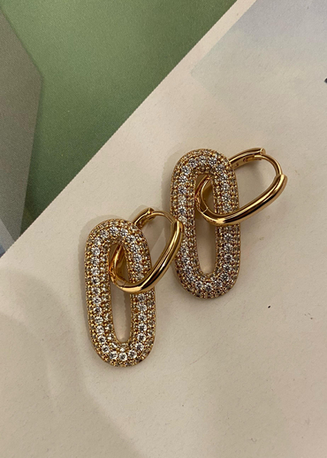 Oval Taşlı Küpe 