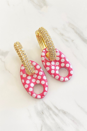 Pembe Beyaz Benekli Küpe