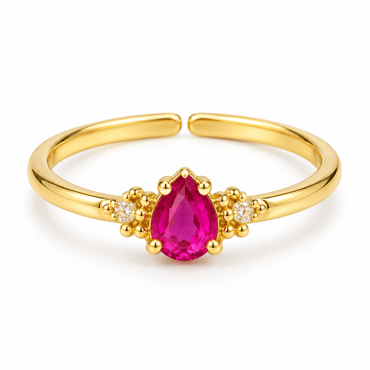 Pembe Taşlı Minimal Yüzük