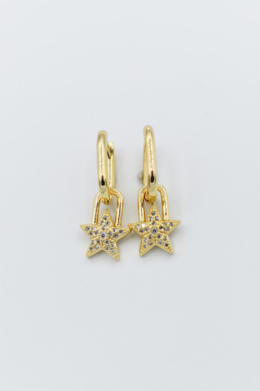 Sallantılı Taşlı Yıldız Küpe 