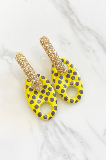 Sarı Siyah Benekli Küpe