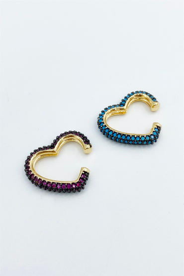 Taşlı Kalp Ear Cuff