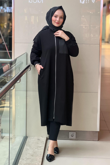Nurcan Çetin Çizgi Kombinli Ara Boy Kap | Mahal Butik