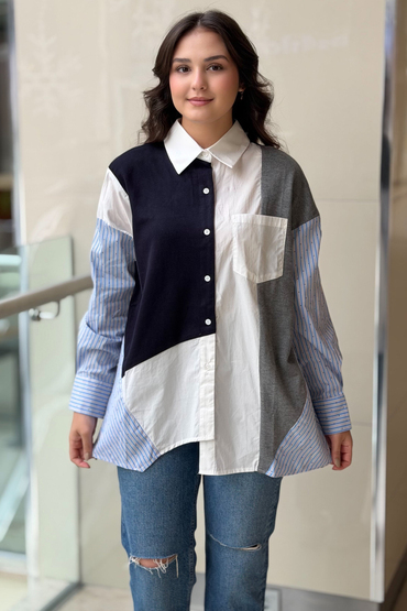 İpekyol Kumaş Mix Oversize Gömlek