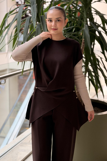 Missdalida Metal Düğme Detaylı Asimetrik Tunik