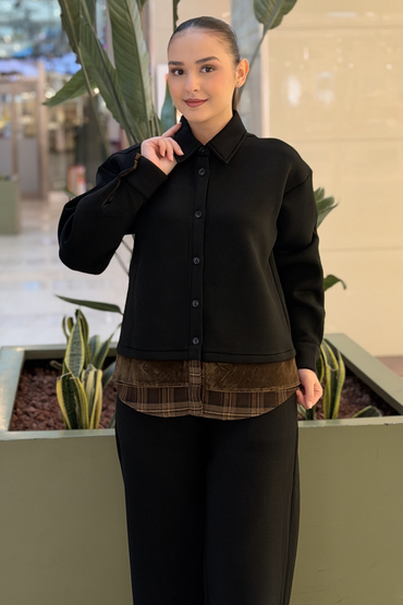 İpekyol Kontrast Katmanlı Oversize Gömlek