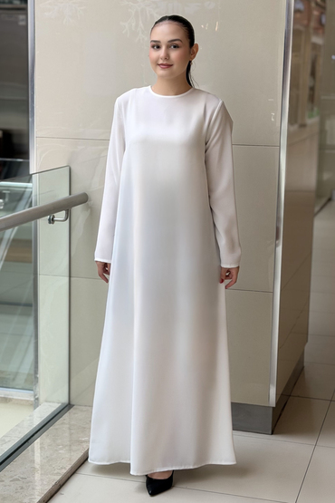 White Corner İthal Krep Uzun Kollu İçlik Elbise