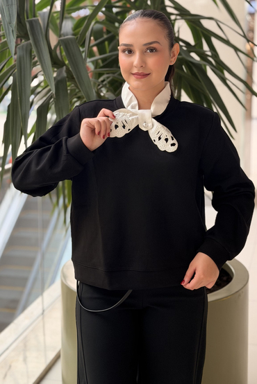 İpekyol Yakası Bağlamalı Sweatshirt