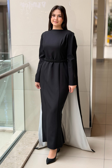 White Corner El İşi Taş İşlemeli Kaftan Abiye