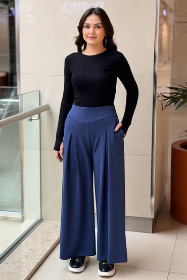 Ghisa A pileli Bol Paça Modal Pantalon