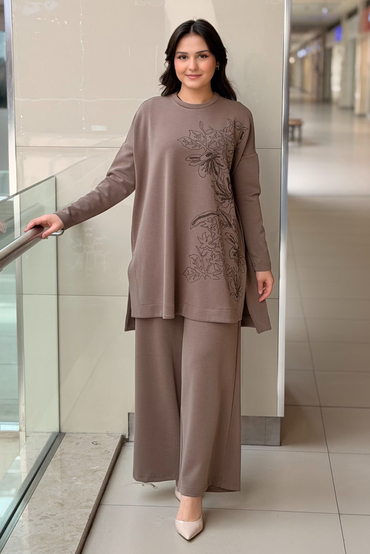 Nurcan Çetin Çiçek Baskılı Tunik Pantolon