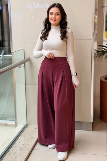Ghisa A pileli Bol Paça Modal Pantalon