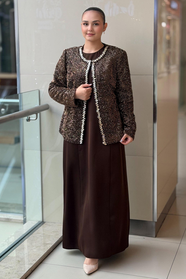 Matex Kristal Taş Detaylı Boncuk İşlemeli Abiye İkili Set