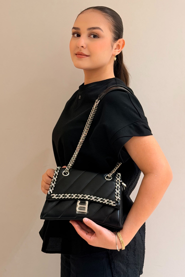 Mahal Bags Taşlı Zicir İşlemeli Çapraz Çanta
