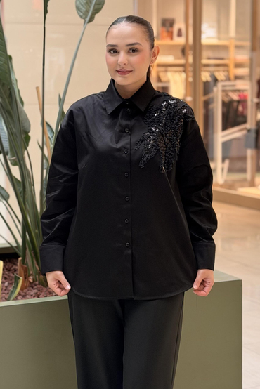 Kahma Nakış Pul İşlemeli Cotton Gömlek