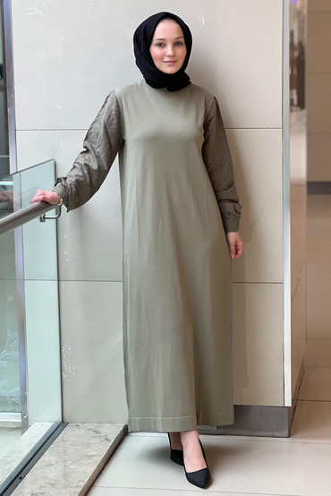 Nuss Kolları Vegan İpek Merserize Elbise