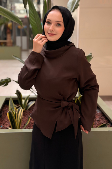 Ghisa Degaje Yaka Bel Bağlı Tunik