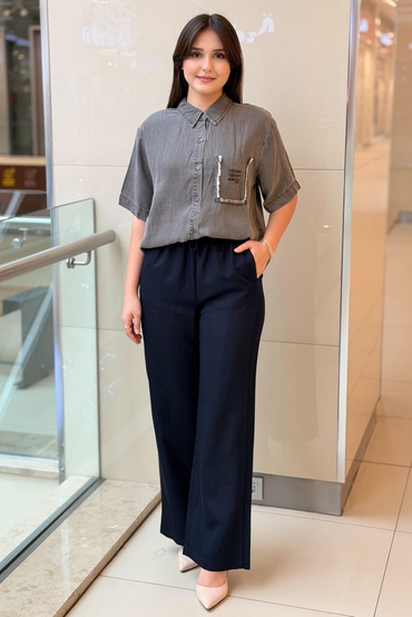 Twist Elastik Bel Wide Leg Pantolon