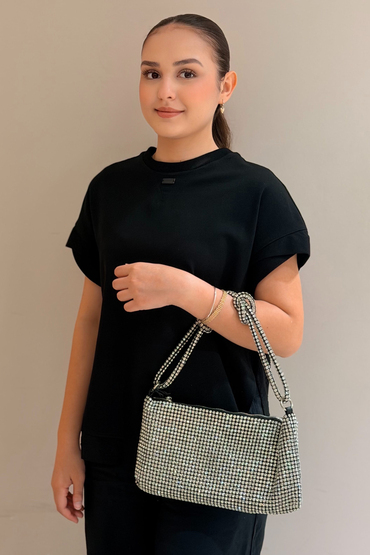 Ccs Full Taşlı Omuz Askılı Clutch Çanta