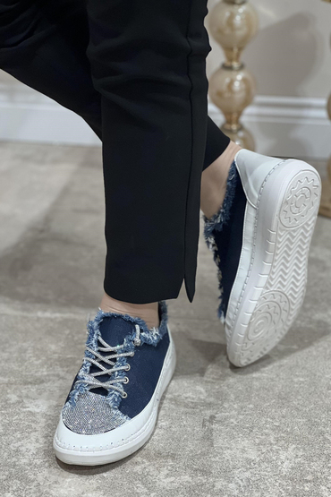 Majensia Önü Taşlı Ve Taş Bağlı Kot Sneaker Ayakkabı