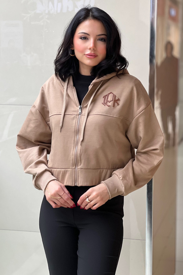 İpekyol Kapşonlu Fermuarlı Logolu SweatShirt