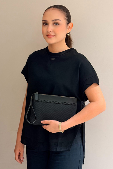 Mahal Bags Zigzag Desen Clutch Çanta