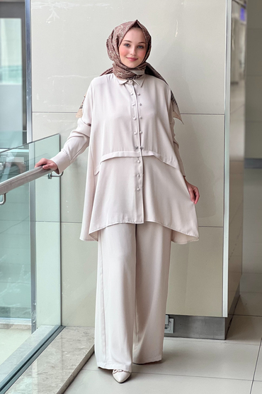 Ghisa Çift Düğme Detayli Gömlek Pantalon Takım