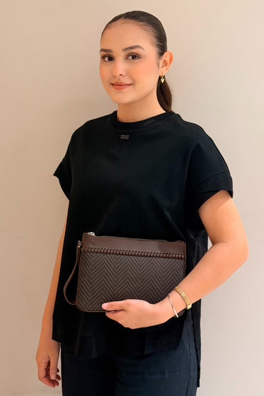 Mahal Bags Zigzag Desen Clutch Çanta