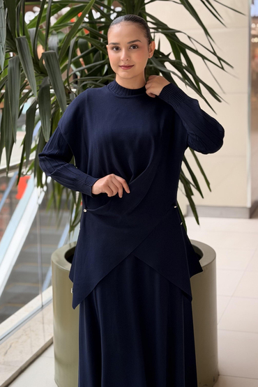 Missdalida Metal Düğme Detaylı Asimetrik Tunik