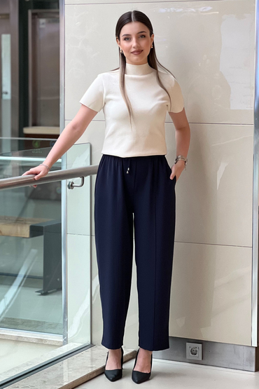 Sentez Elegance Beli Lastikli Dar Paça Pantolon