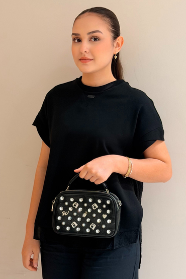 Mahal Bags a Logolu Taşlı Çapraz Çanta