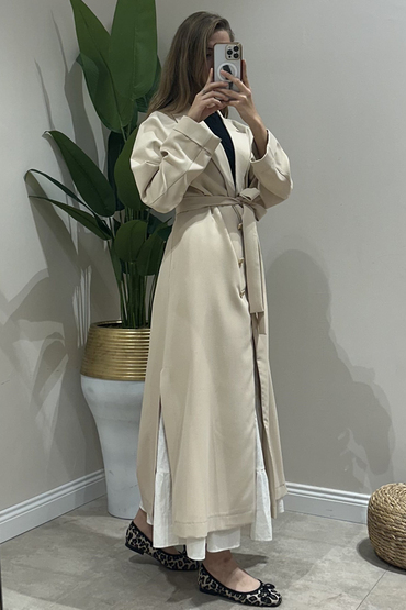 Nurcan Çetin Önü Açık Yanları Yırtmaçlı Blazer Ceket Kap