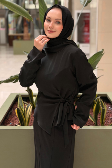 Ghisa Degaje Yaka Bel Bağlı Tunik