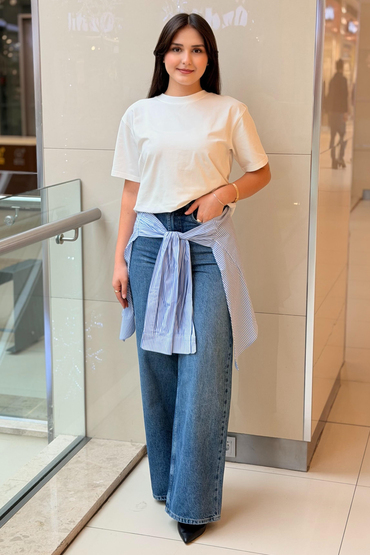Twist Çift Parça Görünüm Jean Pantolon