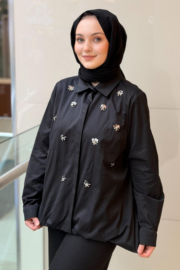 Fuat Gürşen İnci Ve Pul İşlemeli Gömlek Tunik