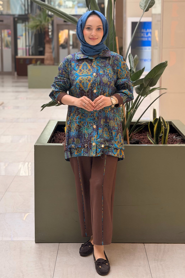 Ghisa Etnik Desenli Gömlek Pantolon Takım