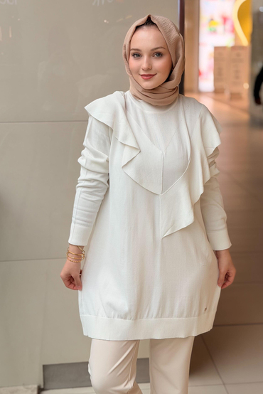 Ghisa Dik Yaka Asimetrik Merserize Tunik
