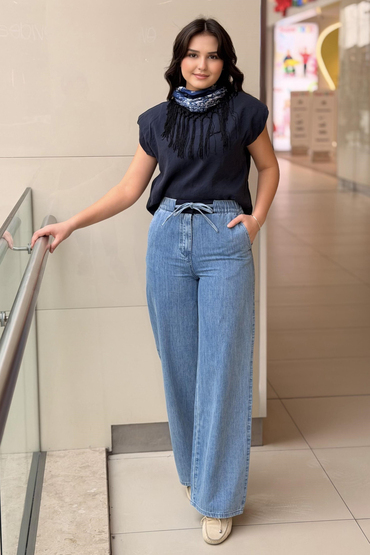 İpekyol Kontrast Bel Jean Pantolon