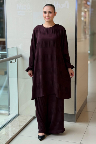 Nurcan Çetin Heddy Kare Desenli Tunik Pantolon Takım