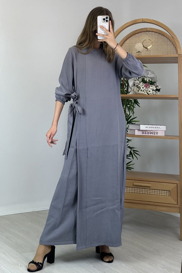 İnvee Yandan Bağlamalı Tencel Elbise