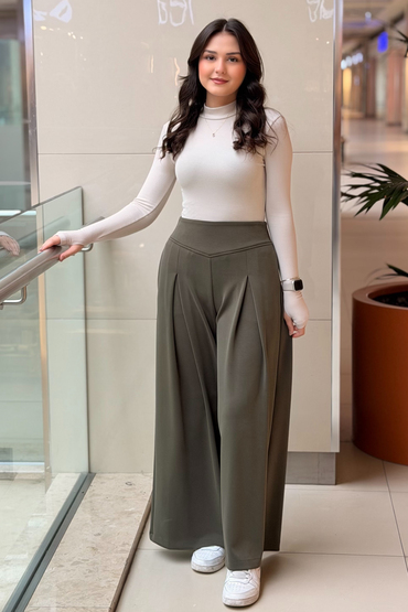 Ghisa A pileli Bol Paça Modal Pantalon