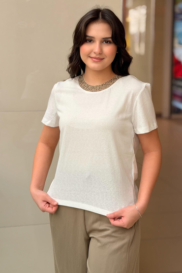 İpekyol Suni İnci Ve Boncuk İşlemeli Tişört