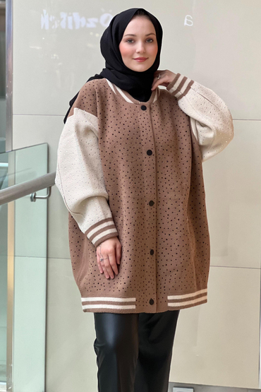 Ghisa Ön Arka Full Serpme Taşlı Çıtçıtlı Mont