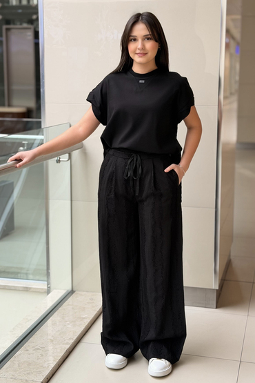 İpekyol Jakarlı Wide Leg Pantolon